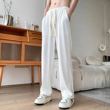 AIDASE  -  Men's Clothing Slim Straight Pants New Black White Casual Trendy Versatile Bad Boy Fashion Office Ready Trousers aidase-shop